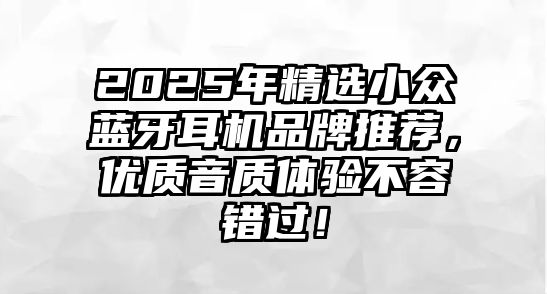 2025年精選小眾藍(lán)牙耳機(jī)品牌推薦，優(yōu)質(zhì)音質(zhì)體驗不容錯過！