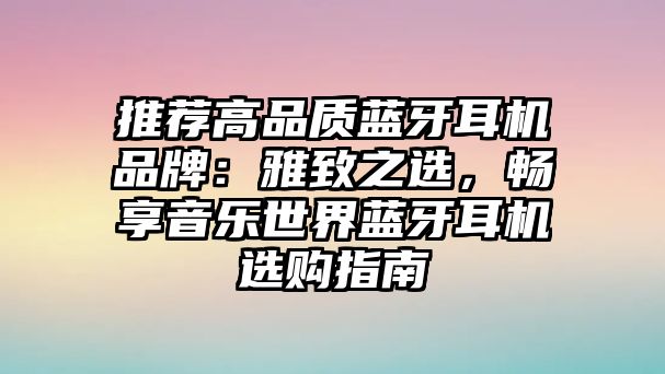 推薦高品質(zhì)藍(lán)牙耳機(jī)品牌：雅致之選，暢享音樂世界藍(lán)牙耳機(jī)選購指南