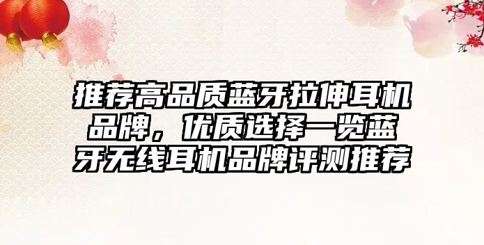 推薦高品質(zhì)藍(lán)牙拉伸耳機(jī)品牌，優(yōu)質(zhì)選擇一覽藍(lán)牙無線耳機(jī)品牌評測推薦